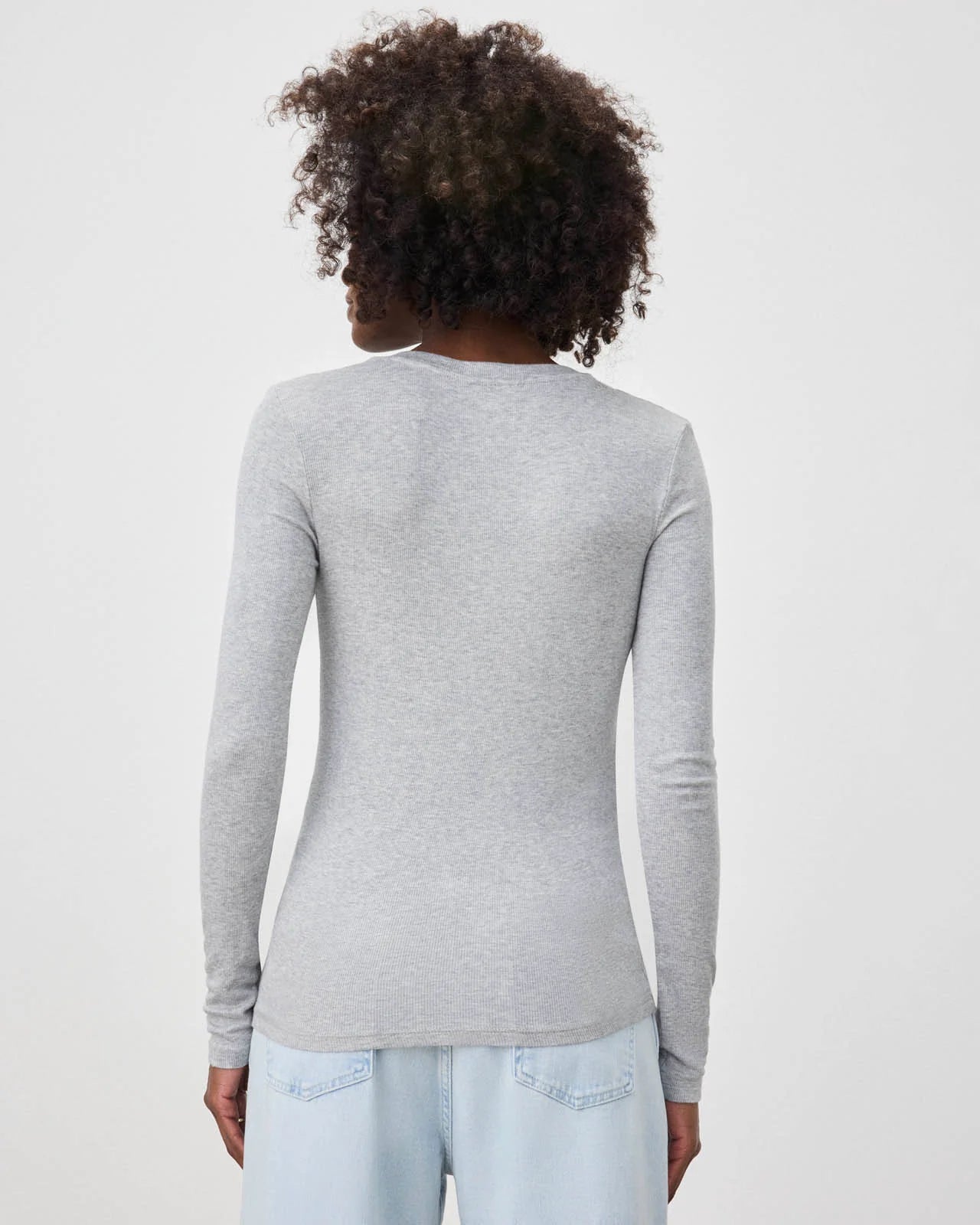 Valley Rib V Neck - Heather Grey