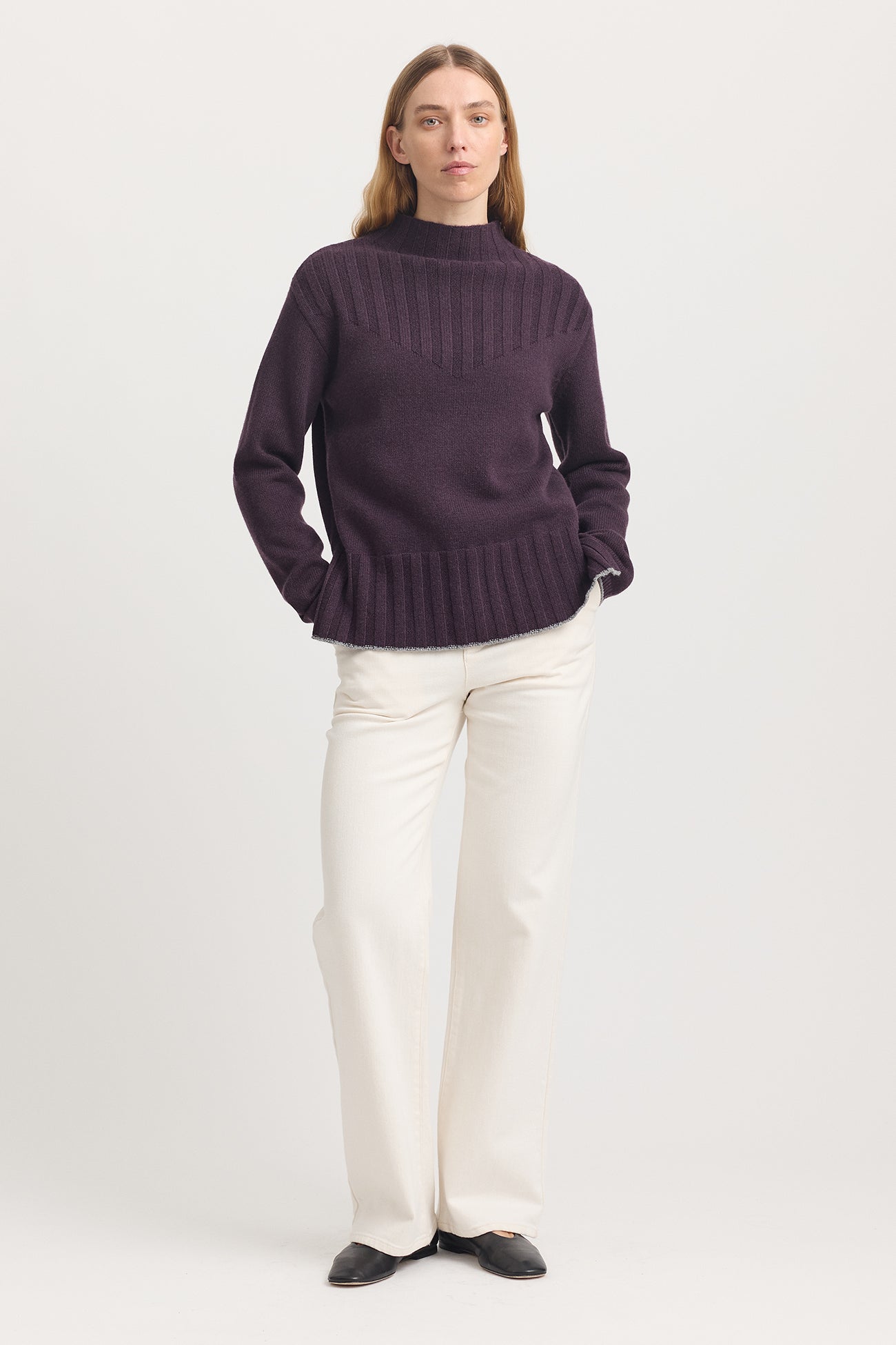 Wide Rib Mock Sweater - Sumak