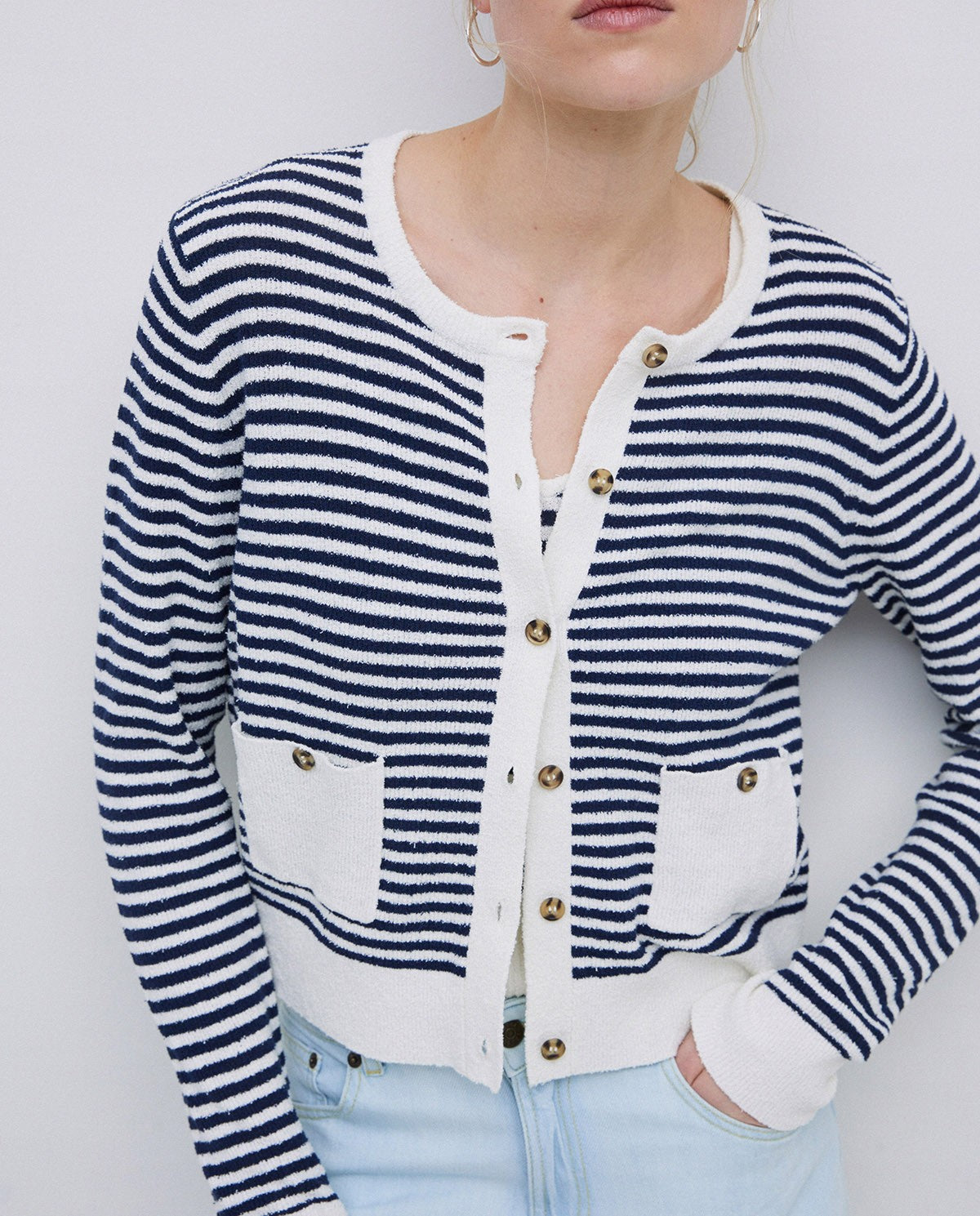 Dark Blue Striped Cardigan 42535