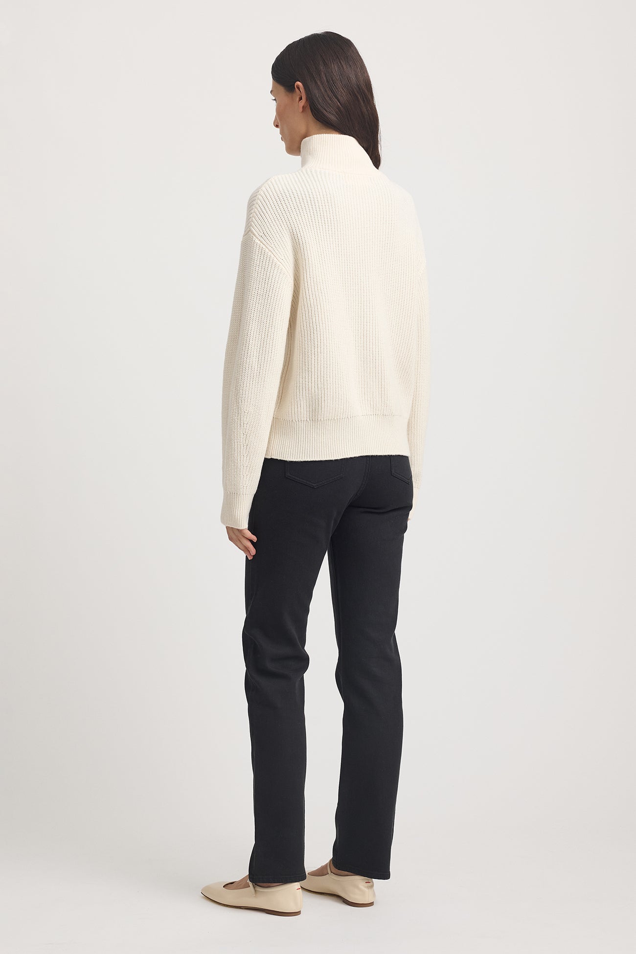 Zip Through Rib Knit - Ivory