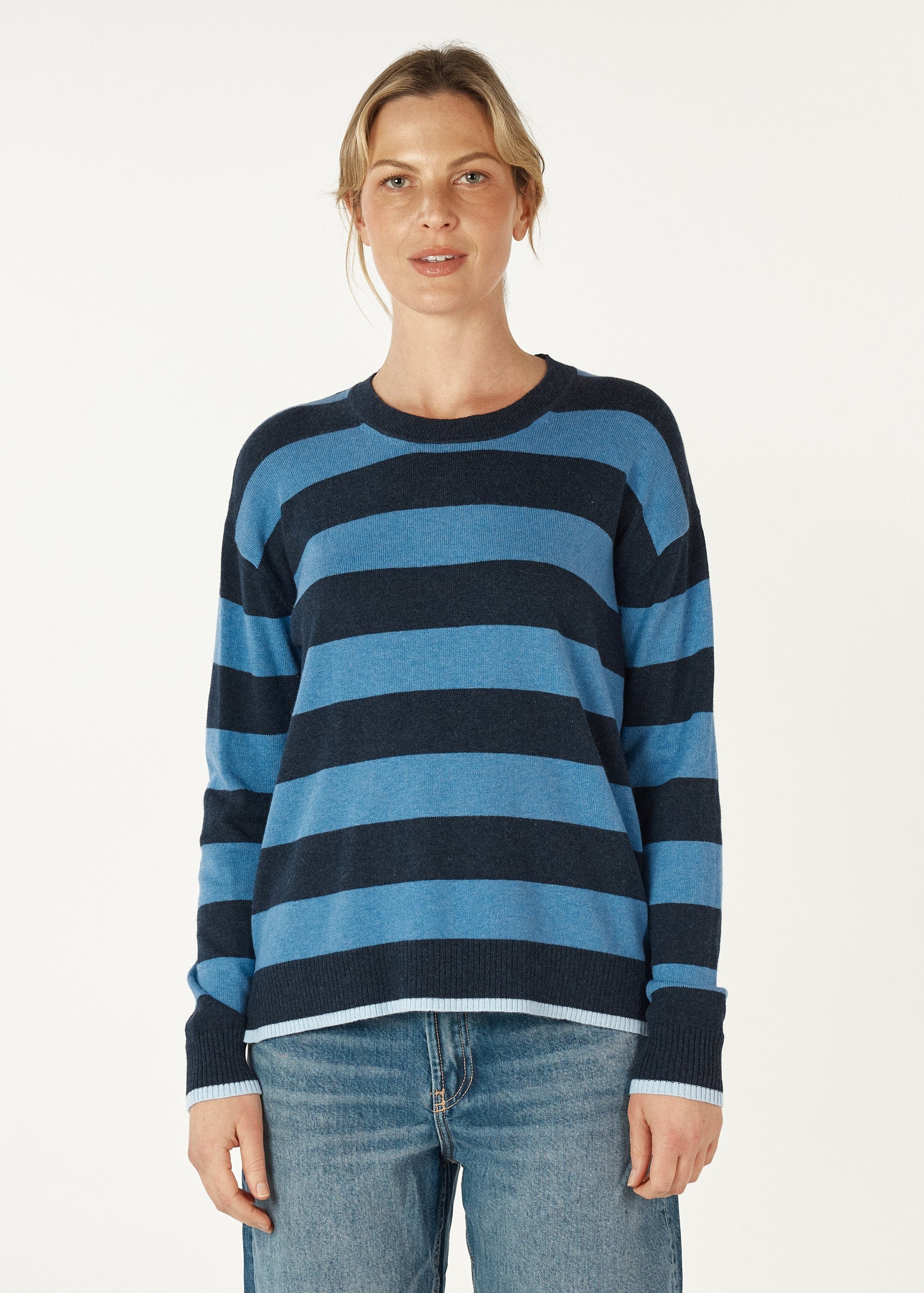 Block Stripe Crew - Denim