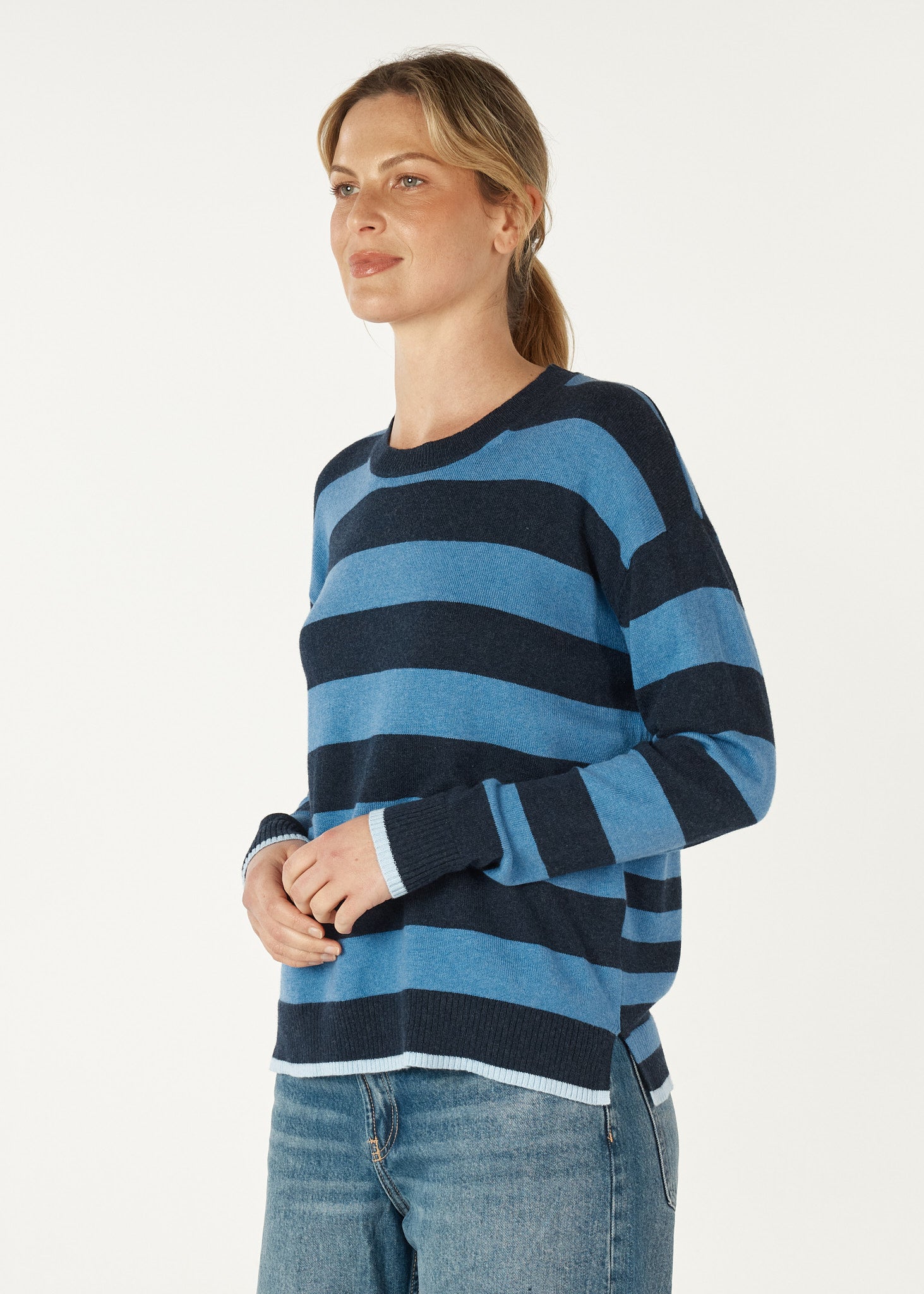 Block Stripe Crew - Denim