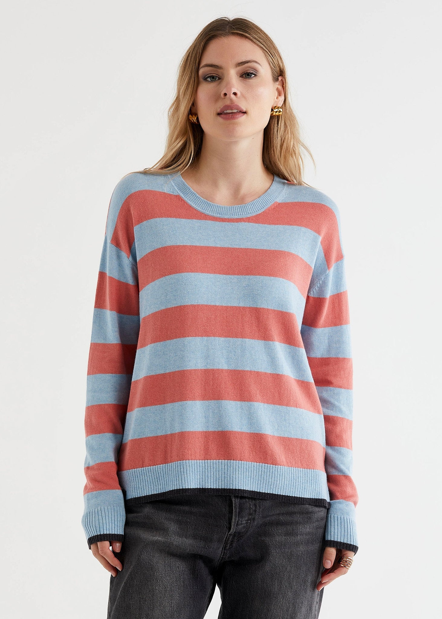 Block Stripe Crew - Powder