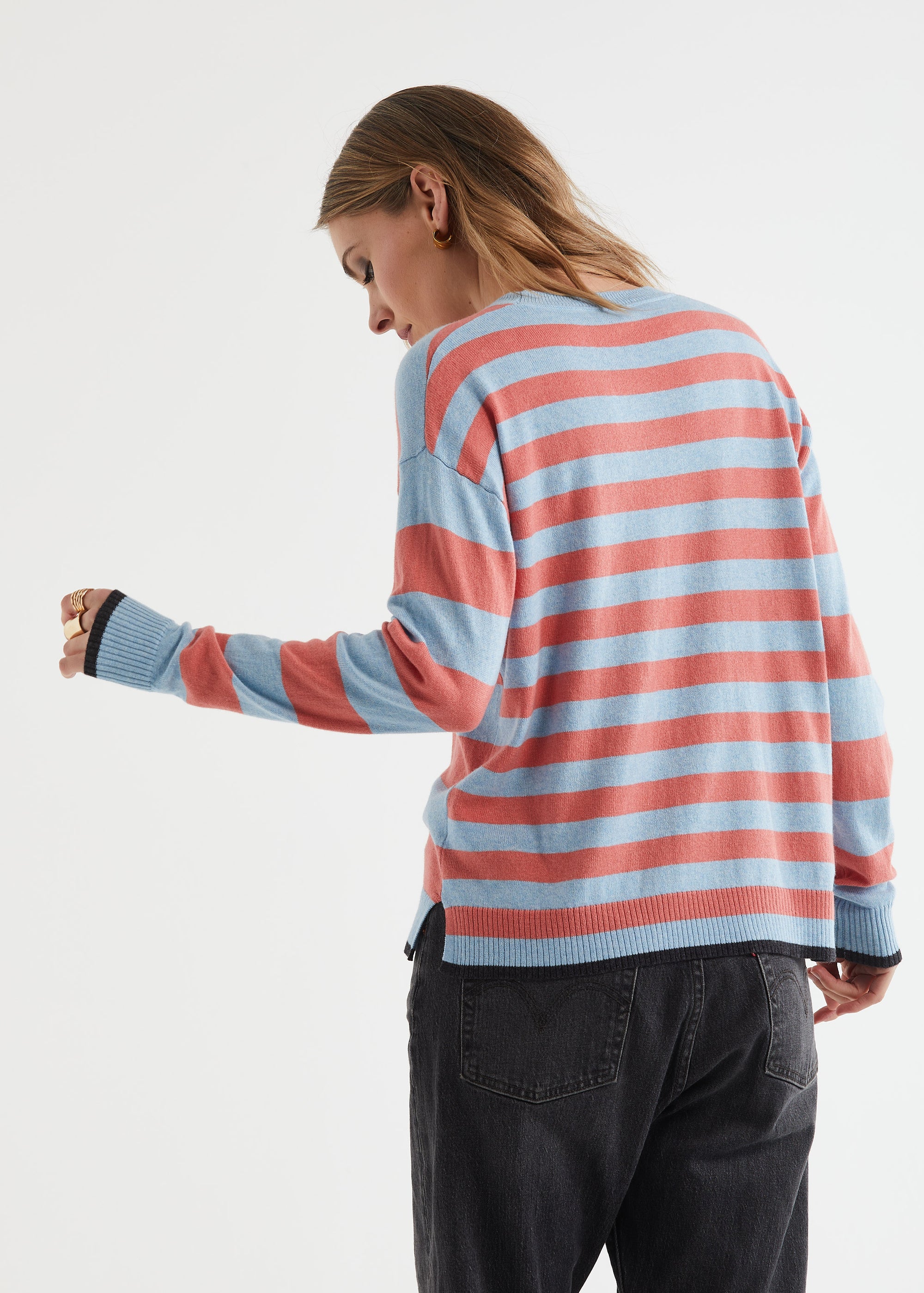 Block Stripe Crew - Powder