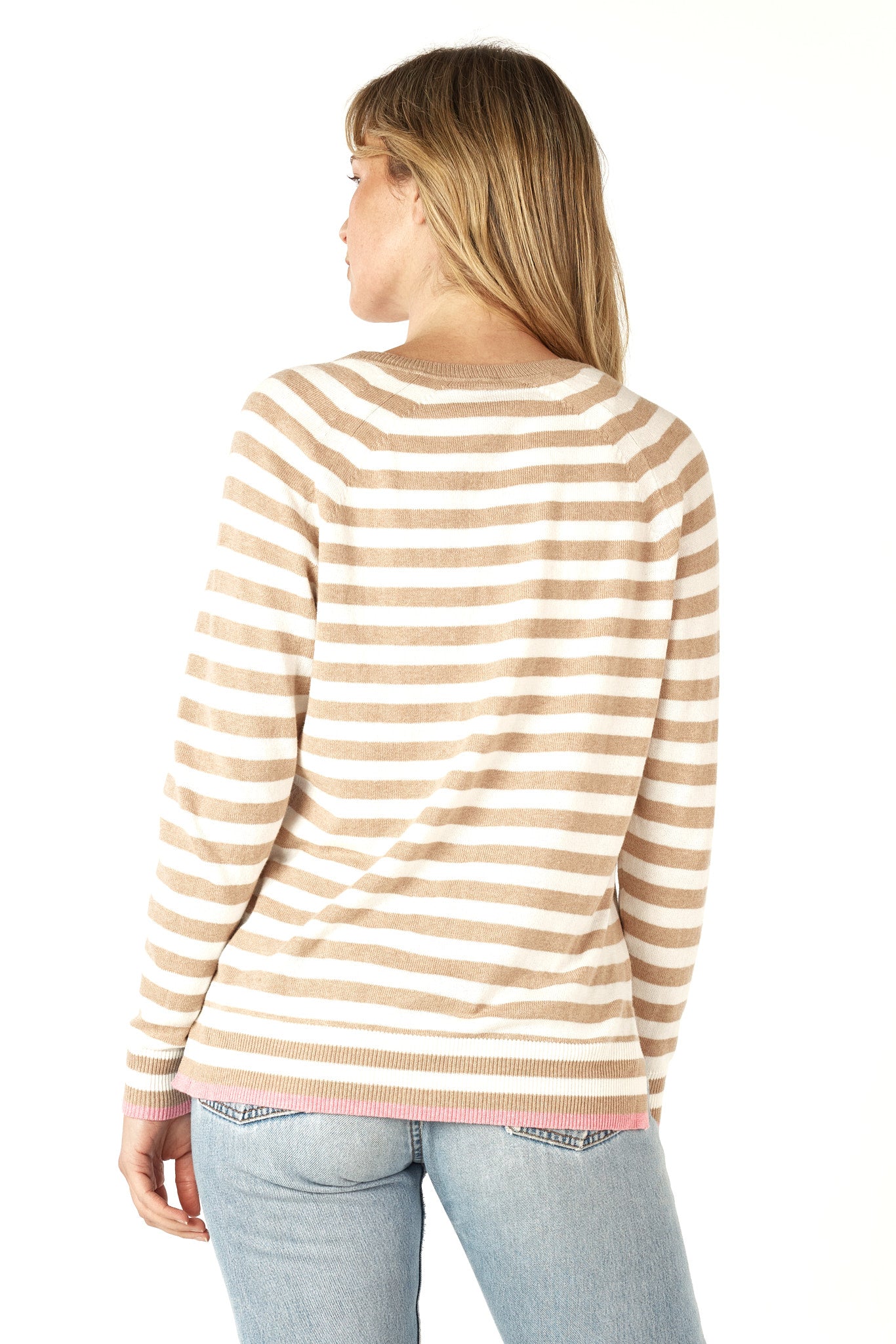 Essential Stripe V Neck - Oat