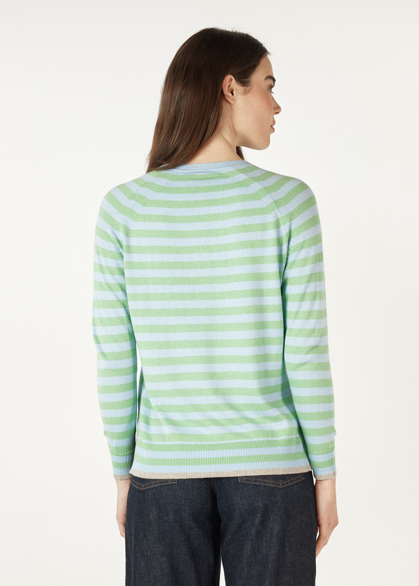 Essential Stripe V Neck - Sky