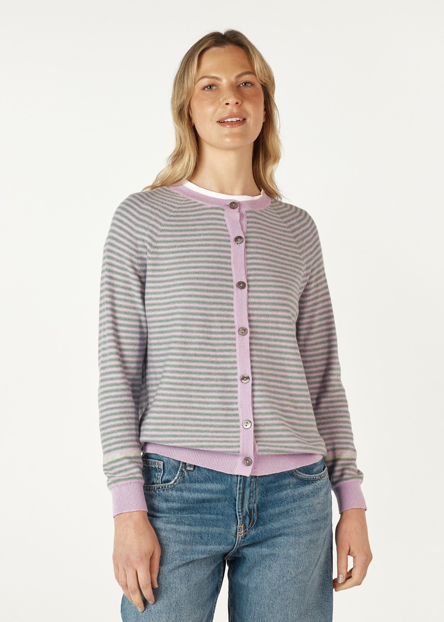 Essential Striped Cardigan - Lilac