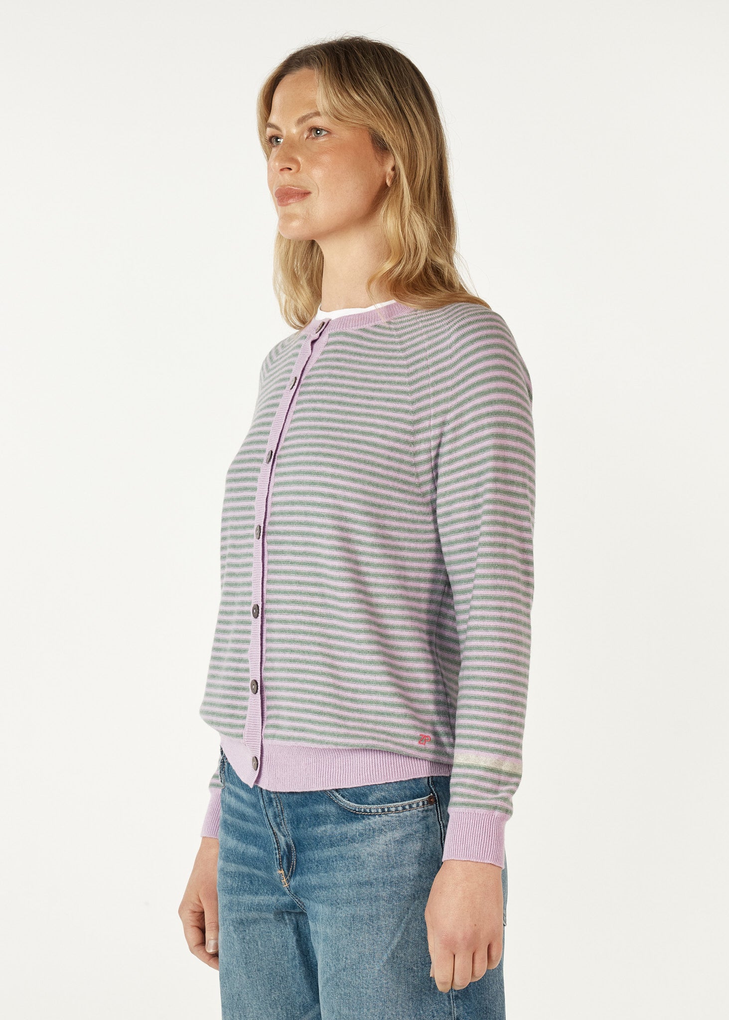 Essential Striped Cardigan - Lilac
