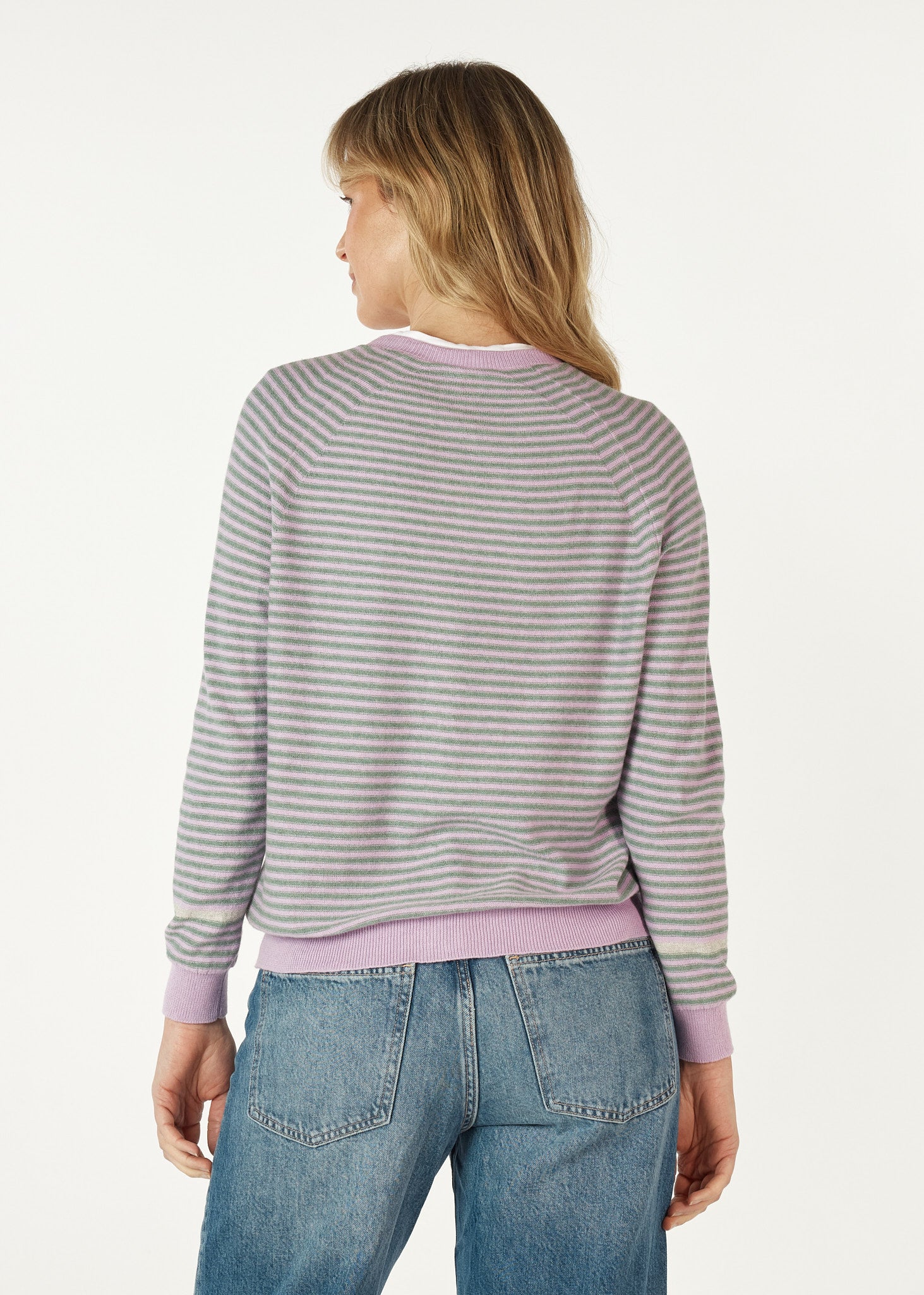 Essential Striped Cardigan - Lilac
