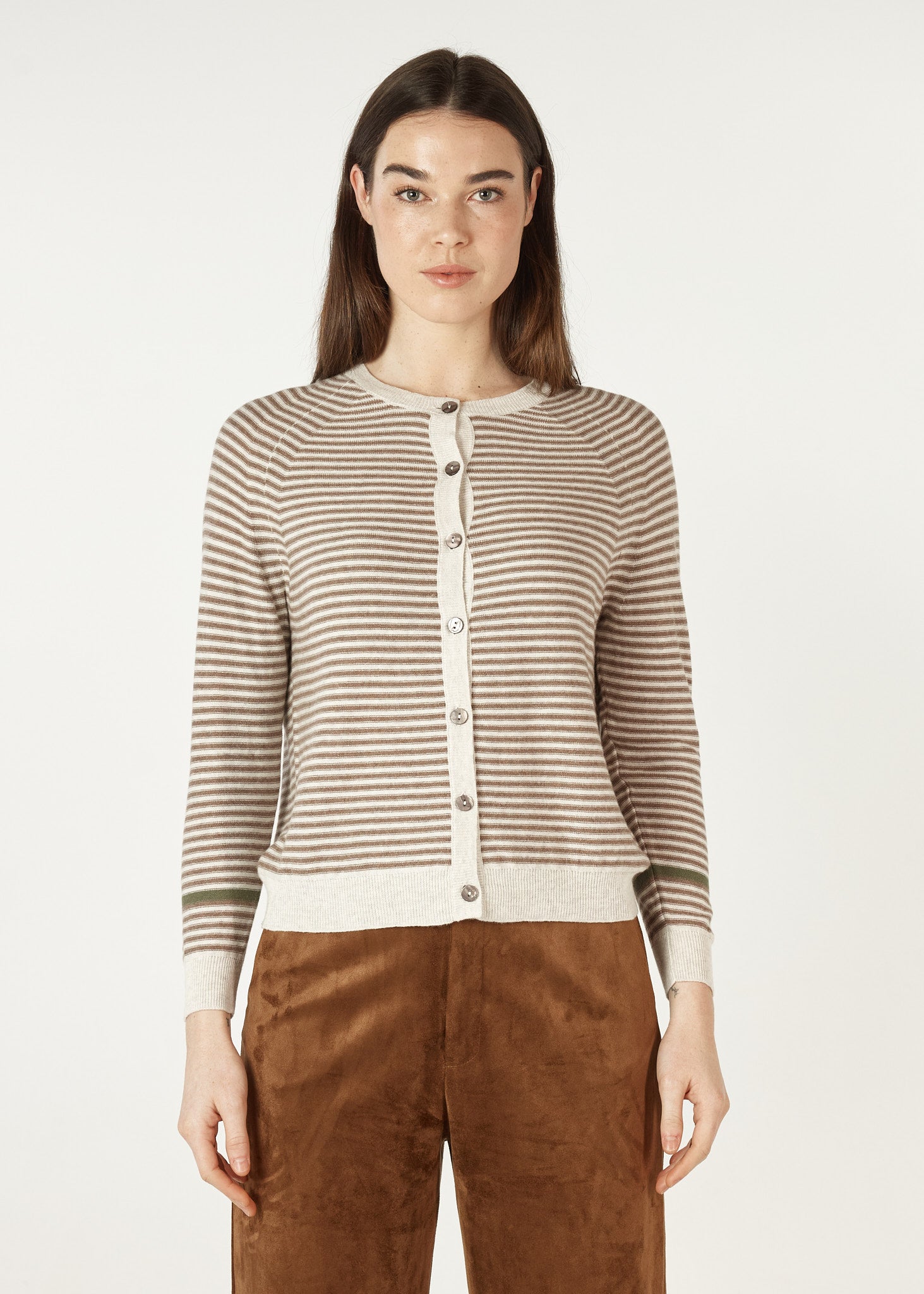 Essential Striped Cardigan - Light Oat