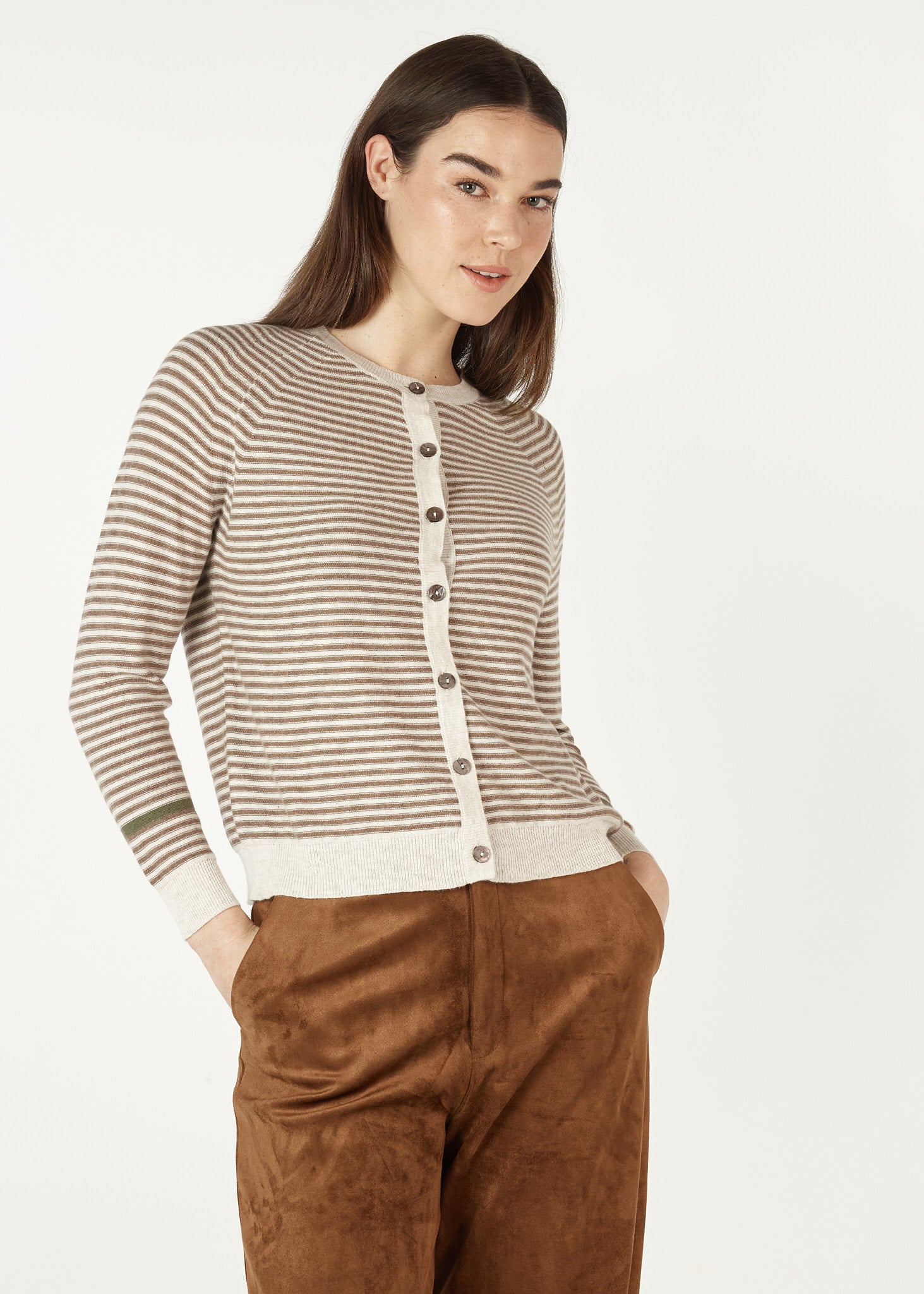 Essential Striped Cardigan - Light Oat