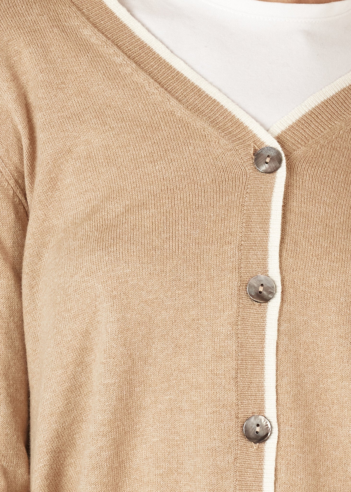 Essential V Neck Cardigan - Oat