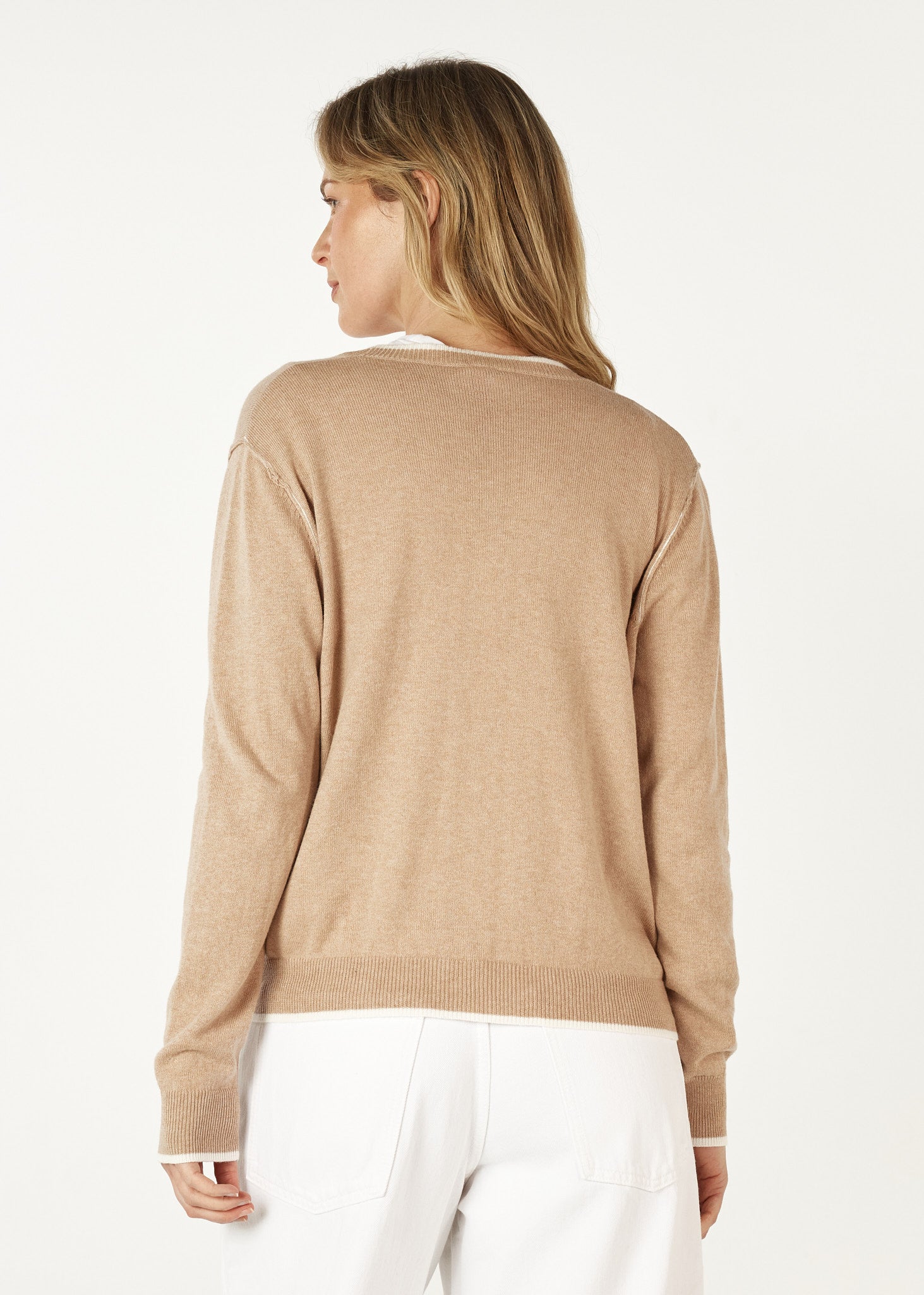 Essential V Neck Cardigan - Oat