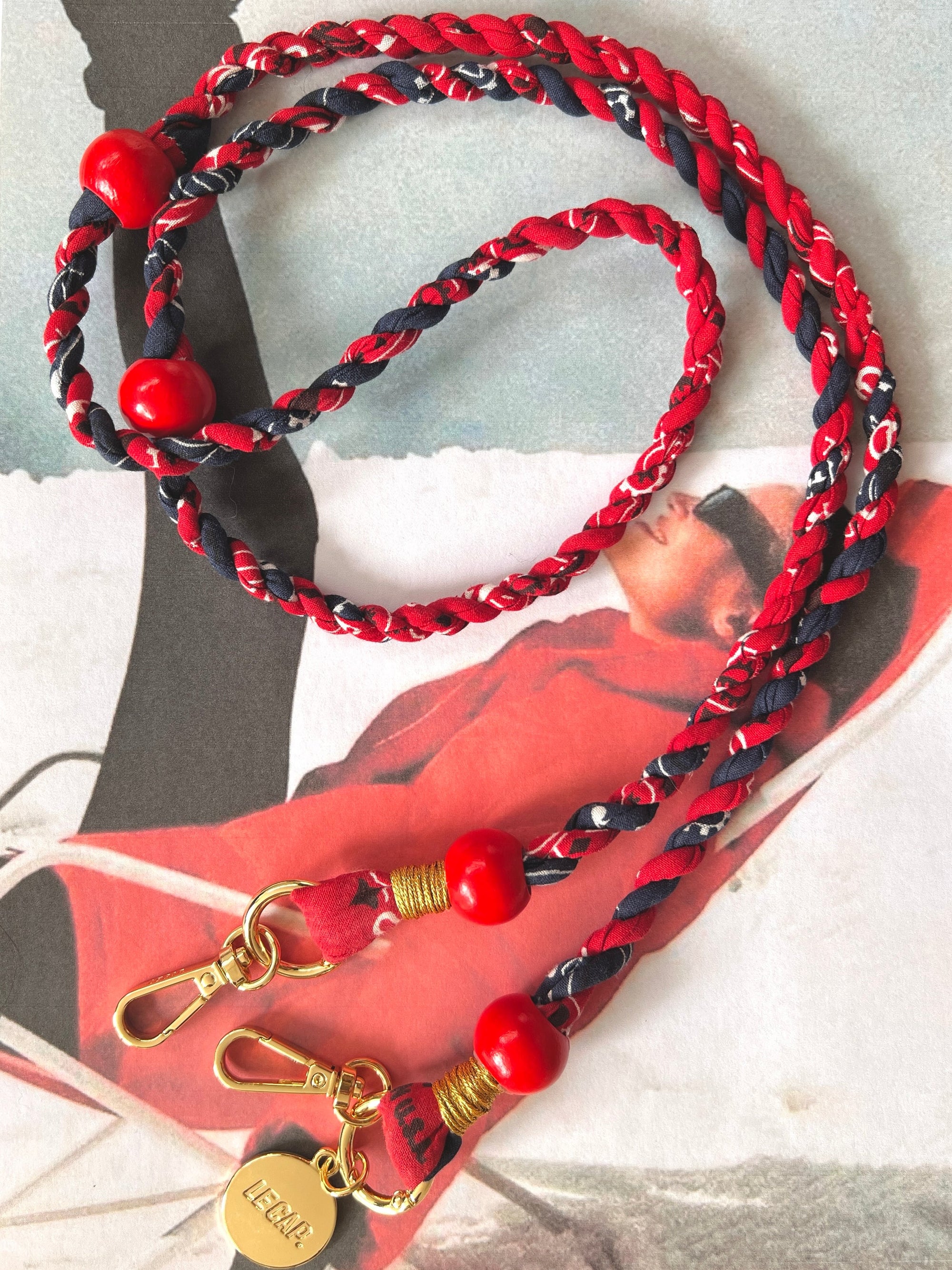 Crossbody Phone Strap - Americana Navy & Red Bandana