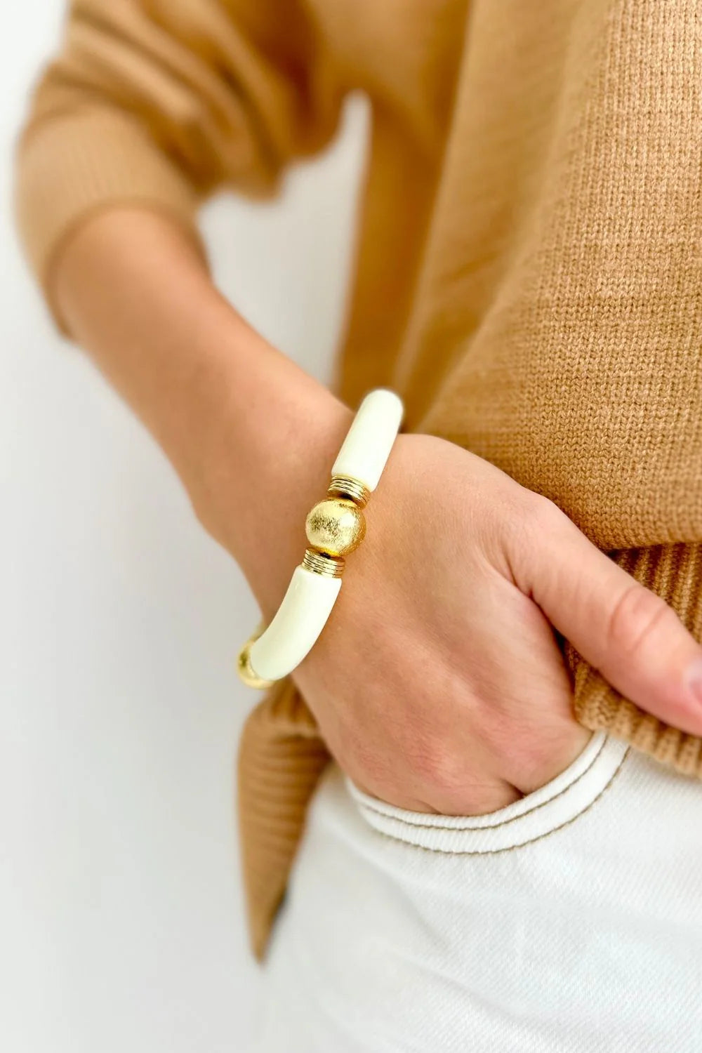 Chunky Cream & Gold Bracelet