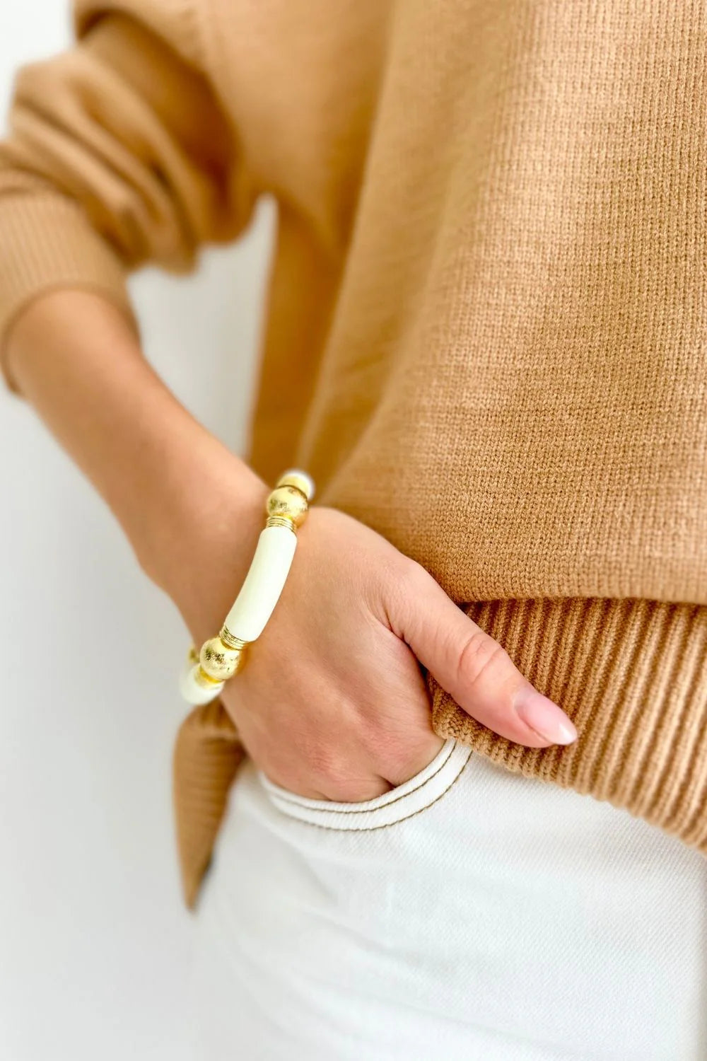 Chunky Cream & Gold Bracelet