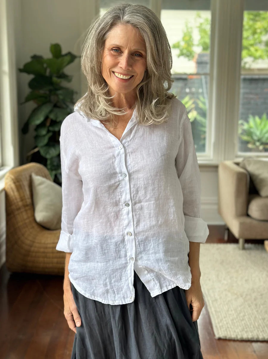 Eliza Shirt - White Linen