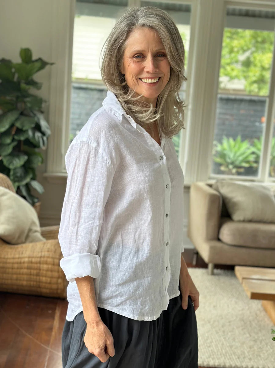 Eliza Shirt - White Linen