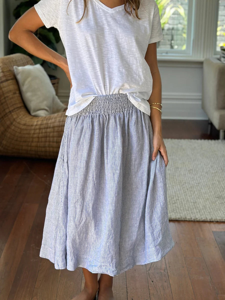 Lola Skirt - Fine Grey Stripe