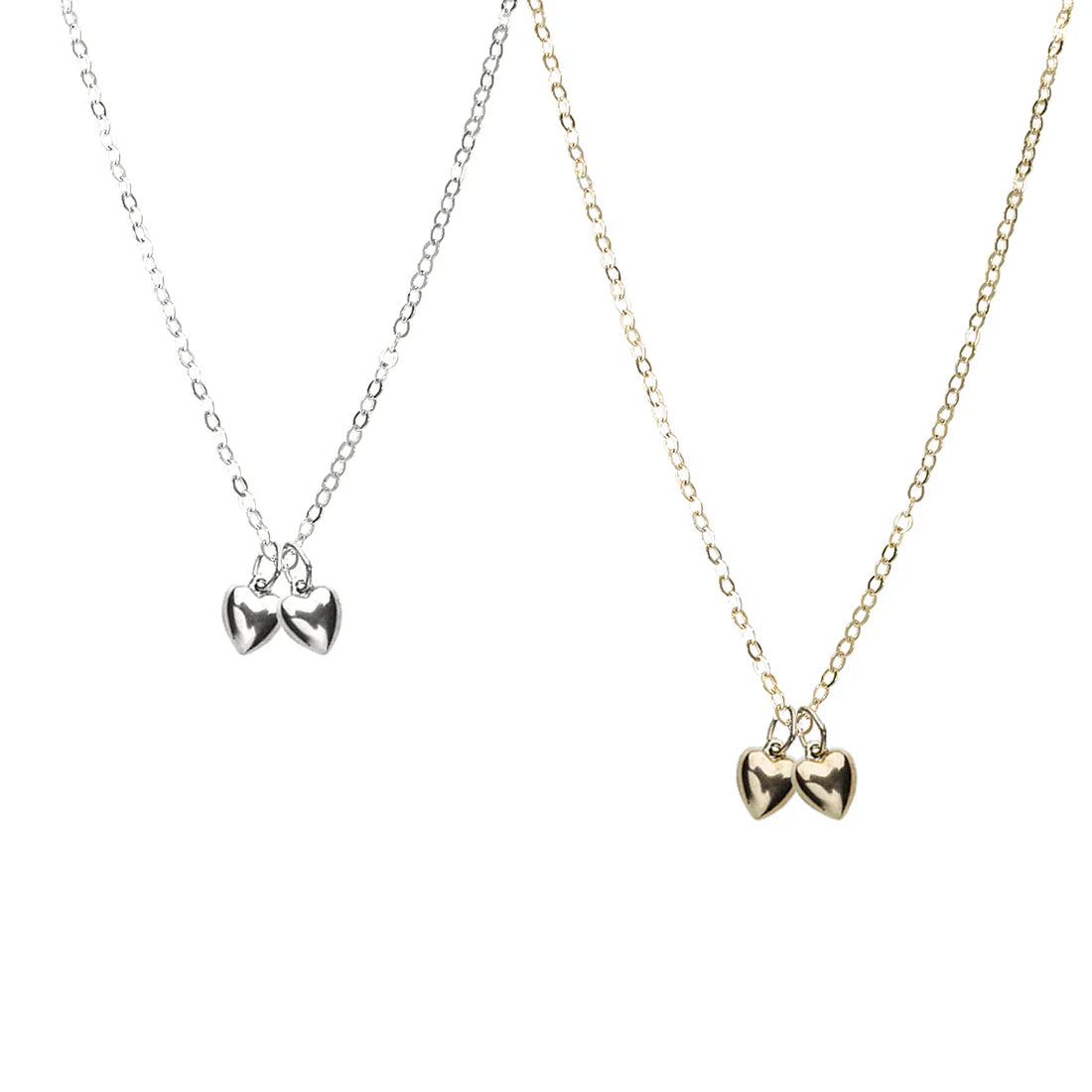 Double Puffy Heart Necklace