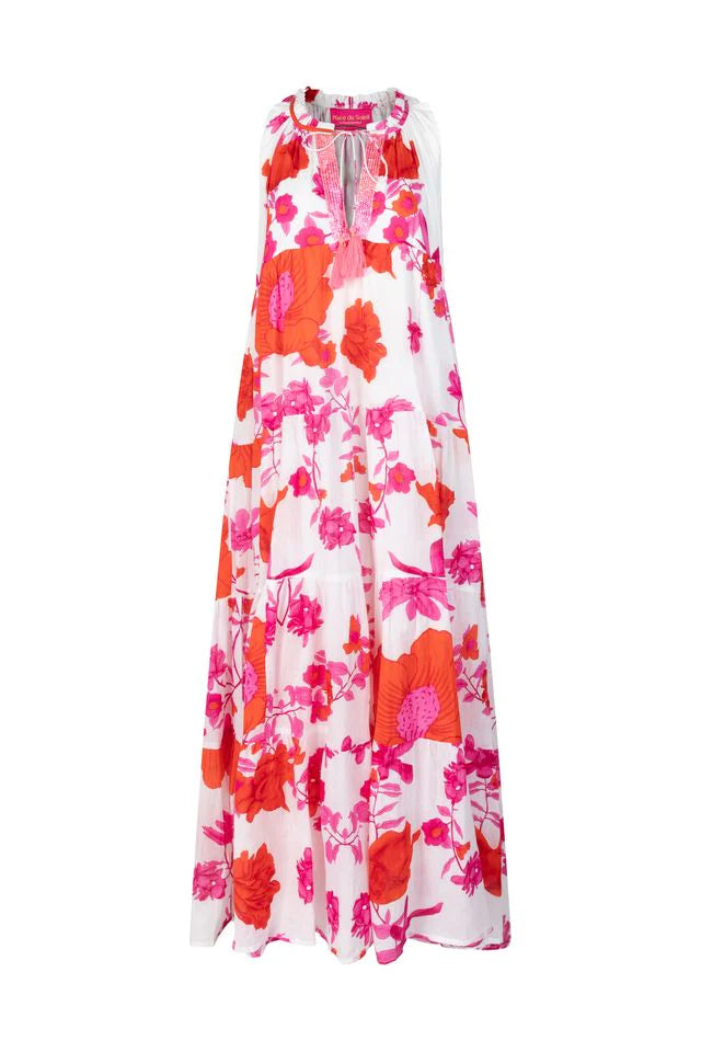 White Pink Flower Dress
