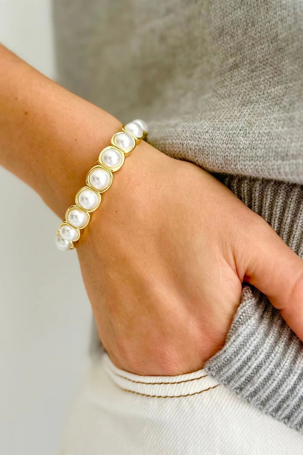 Stirling Bracelet - Gold & Pearl