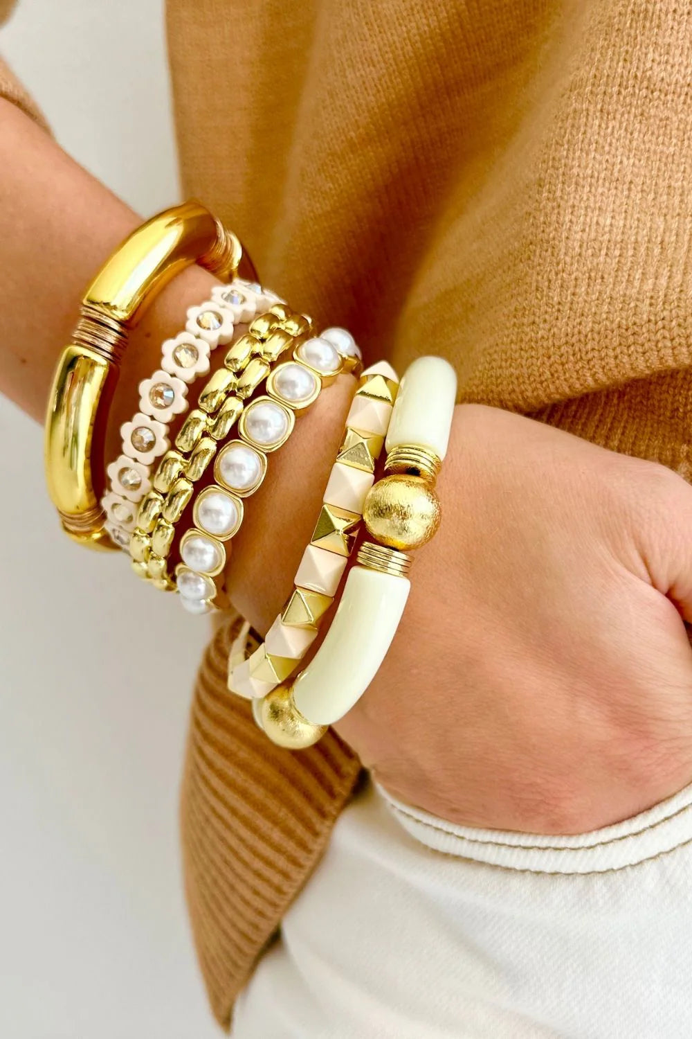 Stirling Bracelet - Gold & Pearl