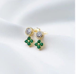 Fleur Earrings - Emerald