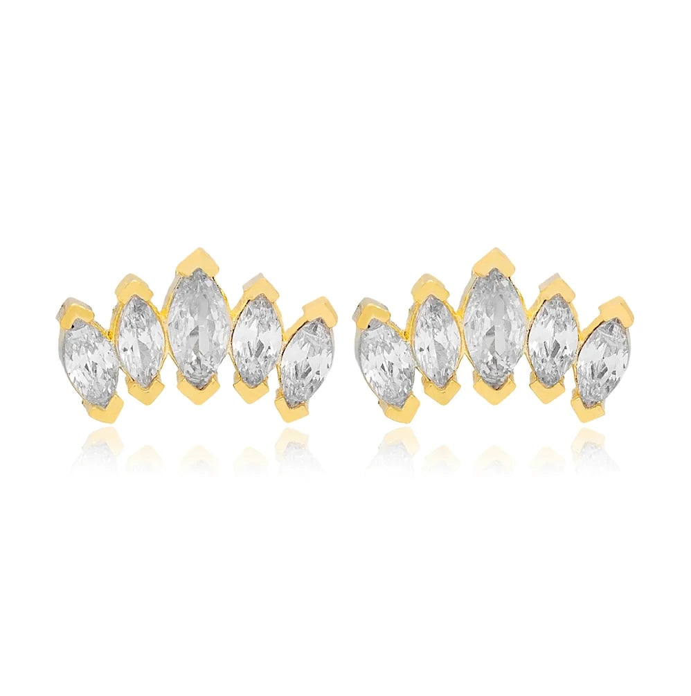 Marquise Climber Stud Earrings