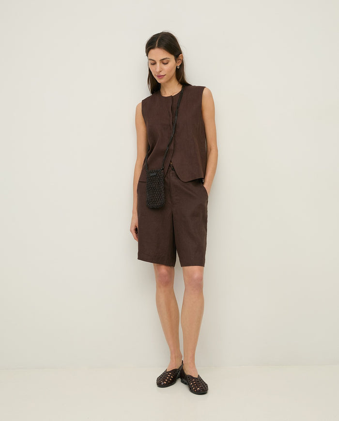 Linen Shorts - Chocolate