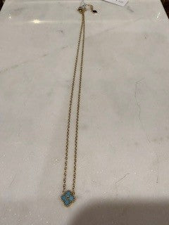 Gold Necklace Turquoise Flower