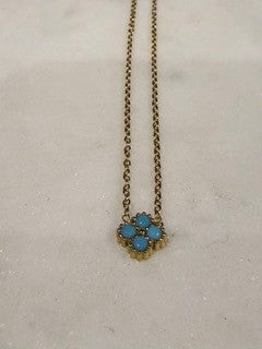 Gold Necklace Turquoise Flower