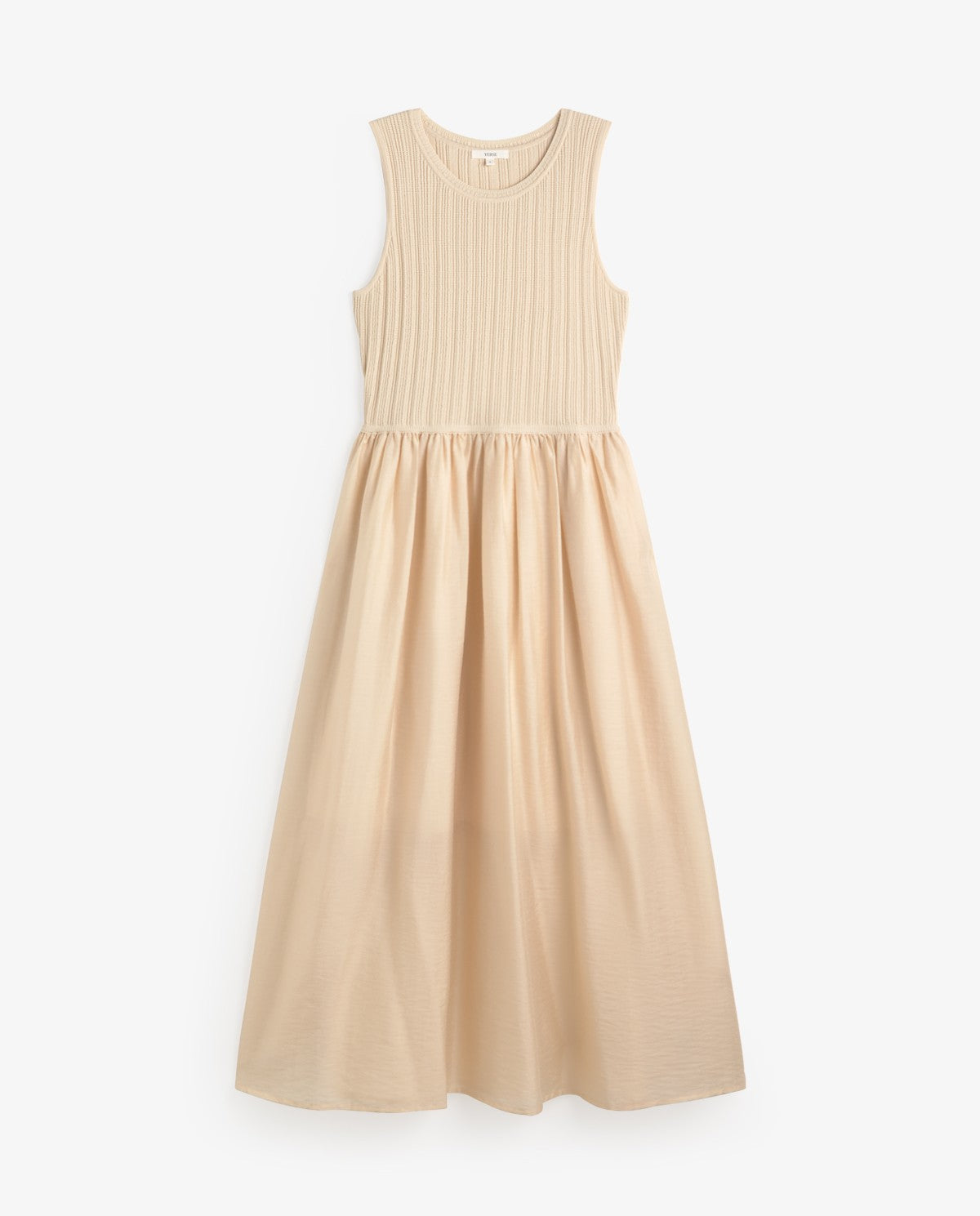 Bi Material Dress - Ecru