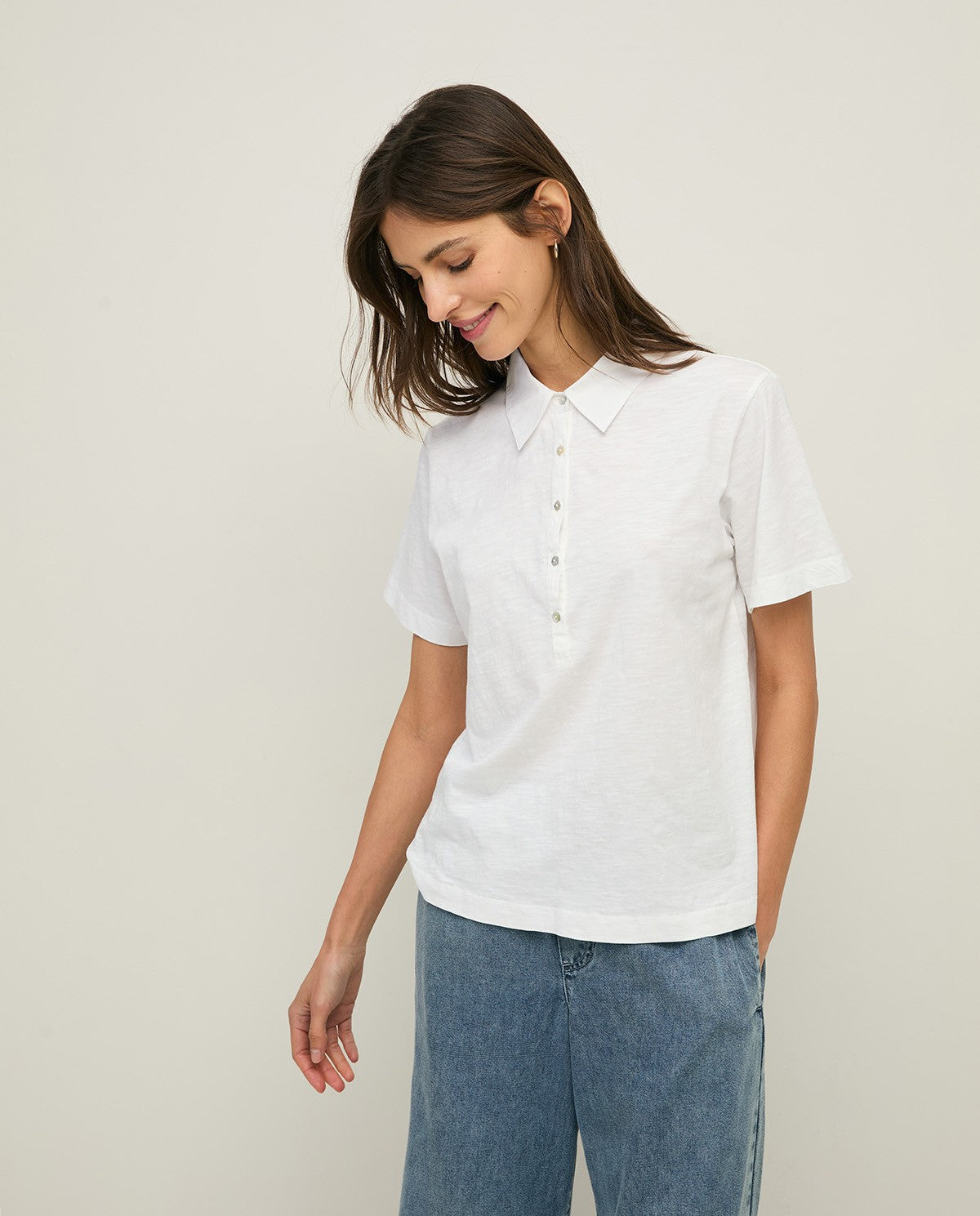 Bi Material T-Shirt - White