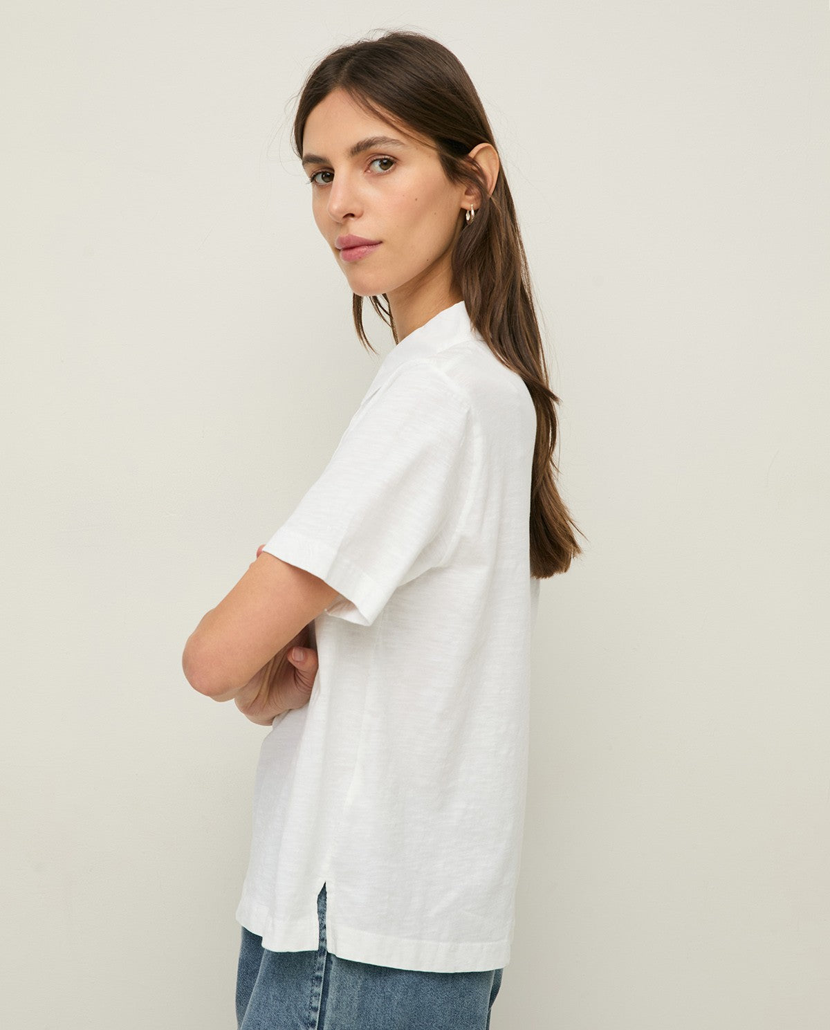 Bi Material T-Shirt - White