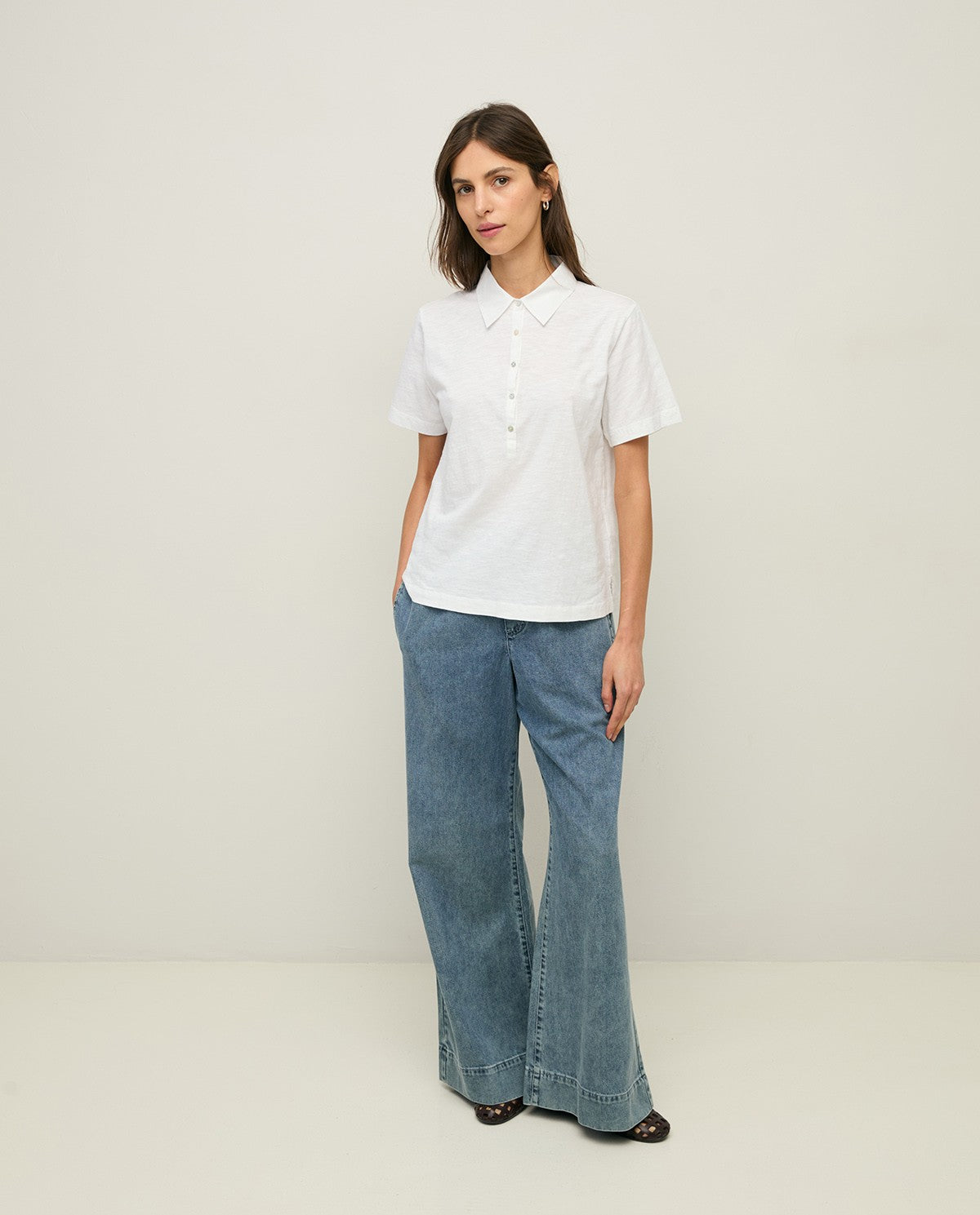 Bi Material T-Shirt - White