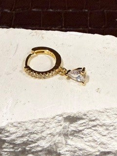 Gold Huggies Clear Dangly Stone