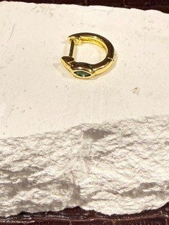 Gold Huggies Green Stone