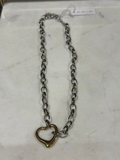 Gold and Silver Love Heart Necklace