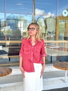 Hailey Shirt - Distressed Red