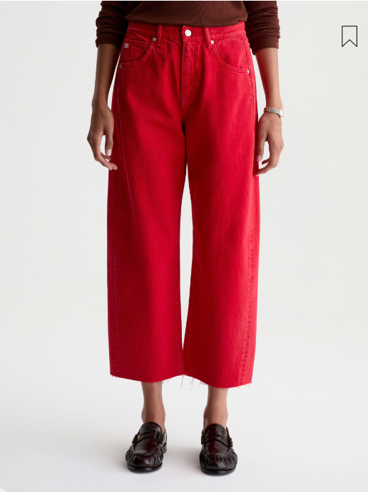 Hattie Crop High Rise Barrel Jean - Recording Red