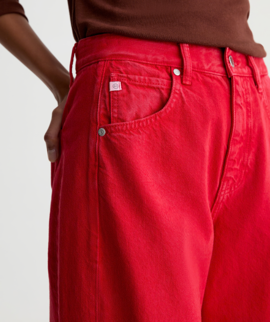 Hattie Crop High Rise Barrel Jean - Recording Red