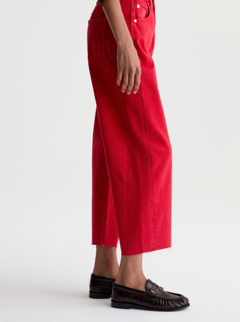 Hattie Crop High Rise Barrel Jean - Recording Red