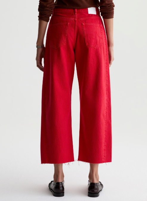 Hattie Crop High Rise Barrel Jean - Recording Red
