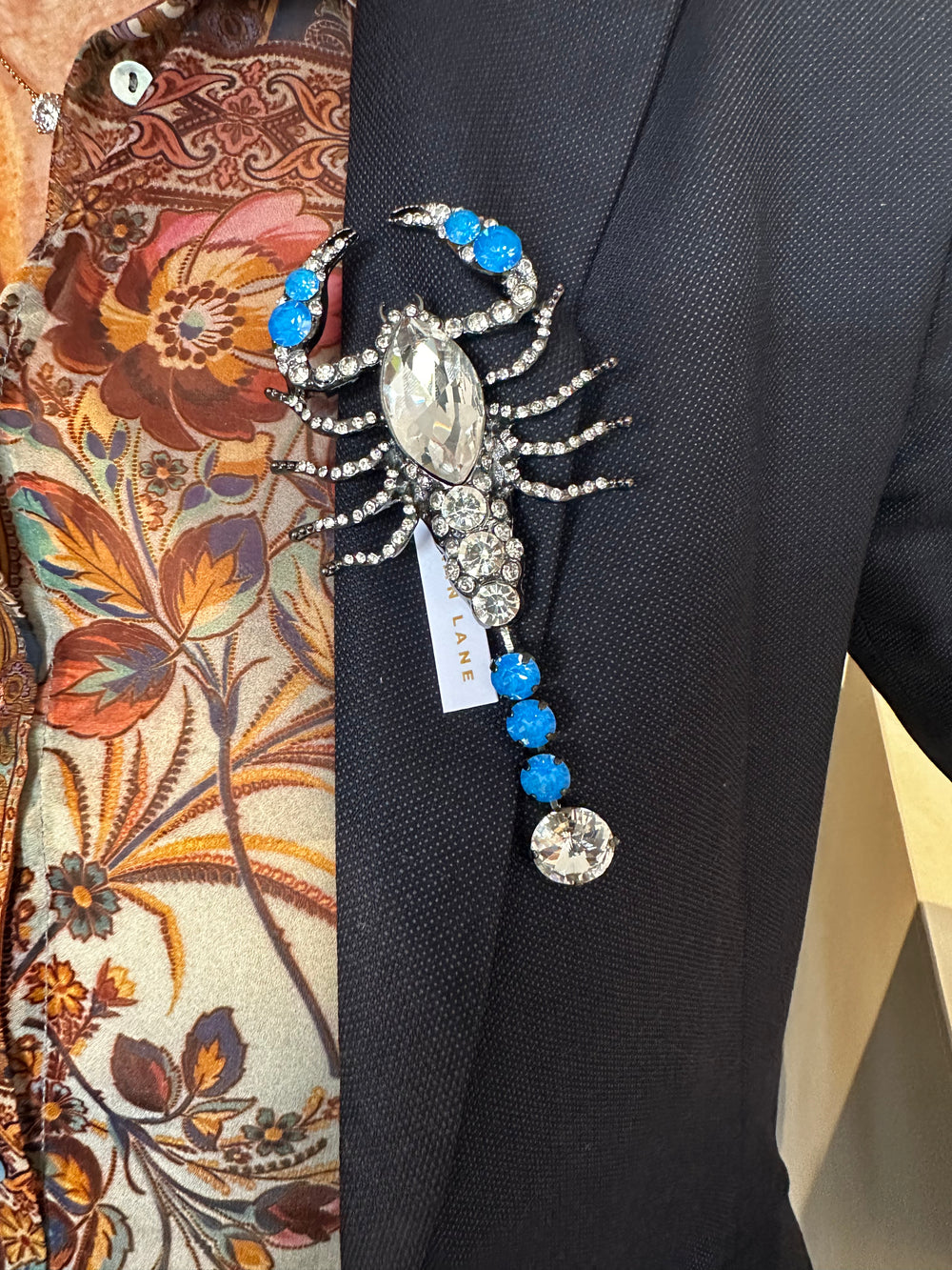 Scorpion Brooch  - Crystal & Electric Blue