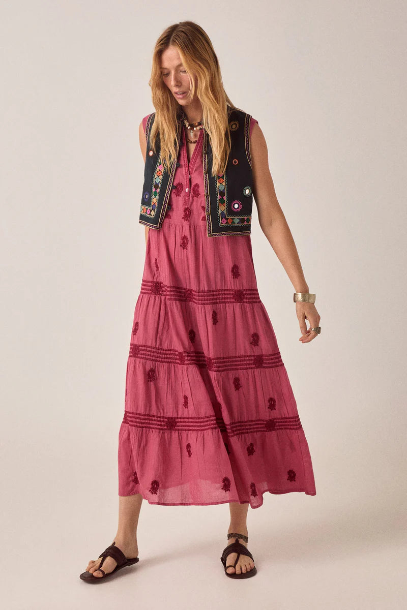 Lili Sleeveless Dress - Clavel Framboise