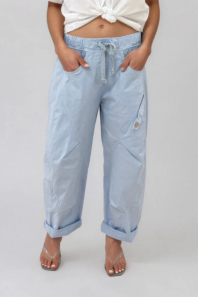 Lucia Barrel Cargo Pants - Sky Blue