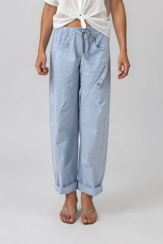 Lucia Barrel Cargo Pants - Sky Blue