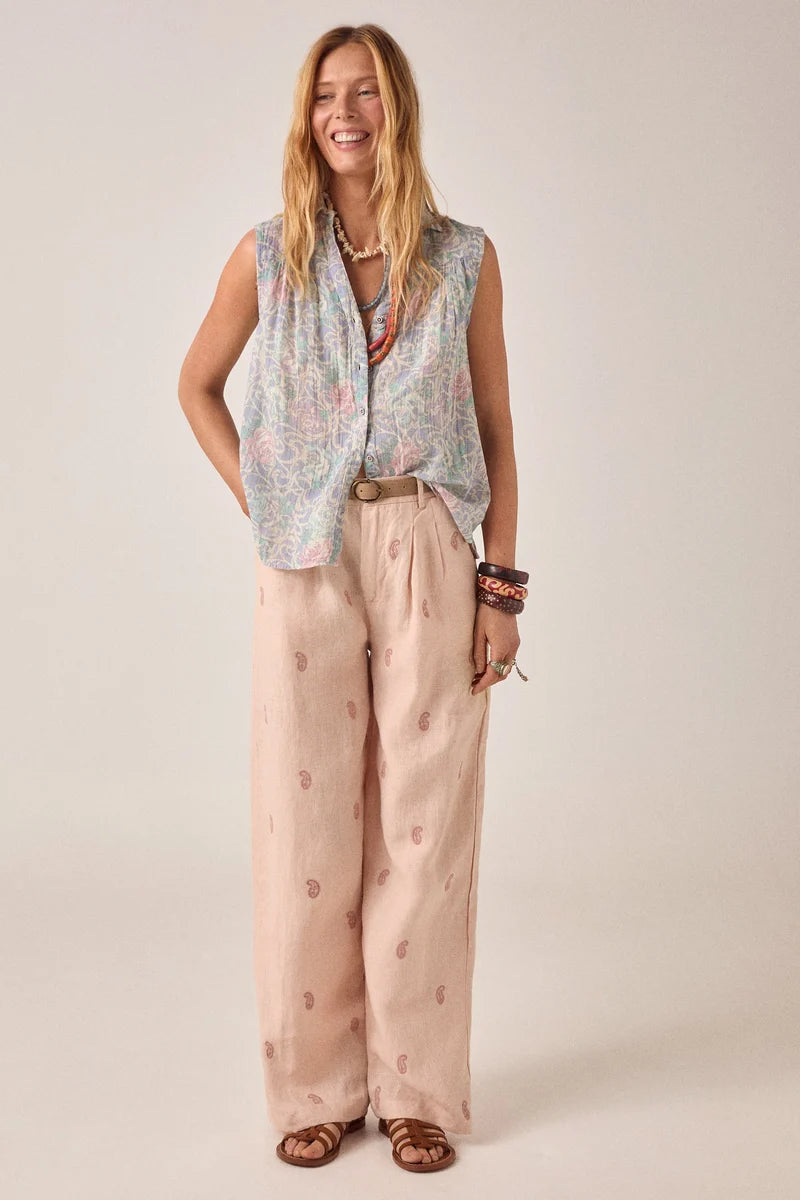 Mina Sleeveless Shirt - Cloud Garden