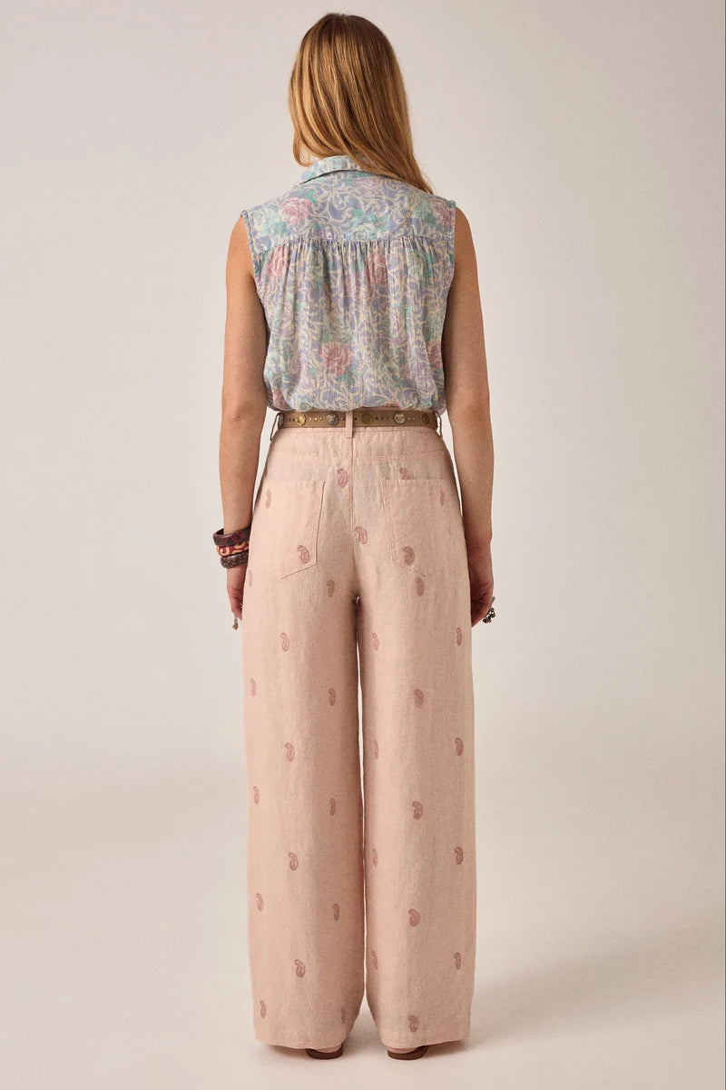 Mina Sleeveless Shirt - Cloud Garden